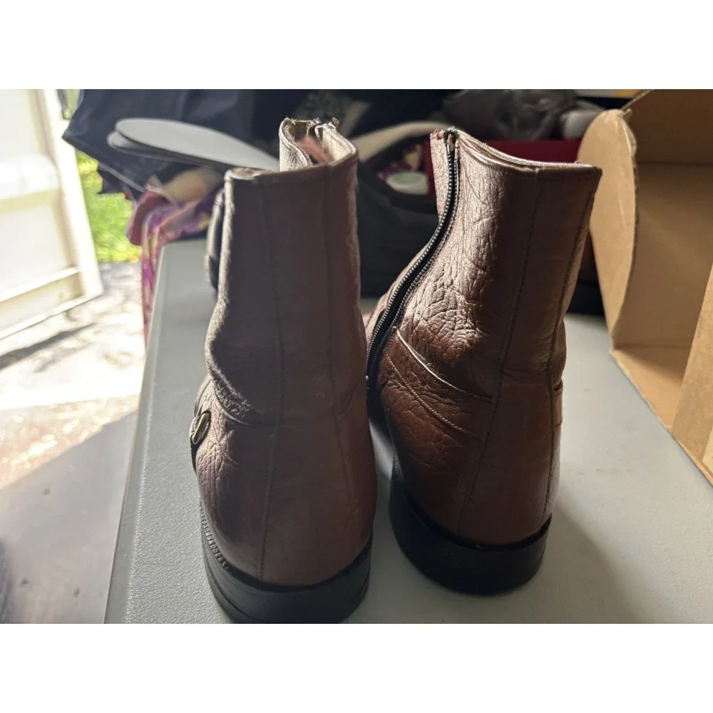 Vtg Stuart McGuire Mens Brown Leather Zip Up Hipster Chukka Boots Size 15 Great